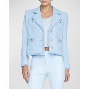 L'AGENCE Light Blue Frayed Blazer
